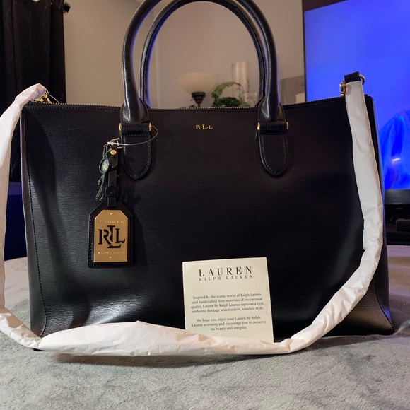 “RARE” Ralph Lauren Black Newbury Double Zip Tote, NWOT - Picture 2 of 13